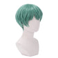 Baby Saja turquoise fluffy mop-top cosplay green wig three-quarter view