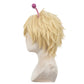 Left side view showing length and basic cut of Bamora Blonde wig on a mannequin head with a white background