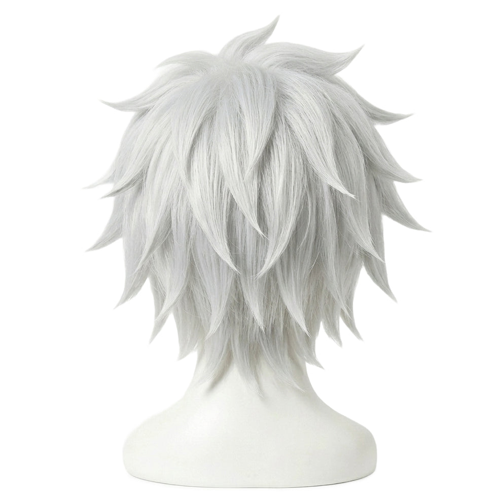 Back view of Bell Cranel cosplay wig with natural volume and texture on a white stand against a white background