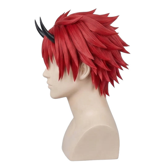 Side view of Benimaru wig showing soft wavy layers and horn-friendly styling