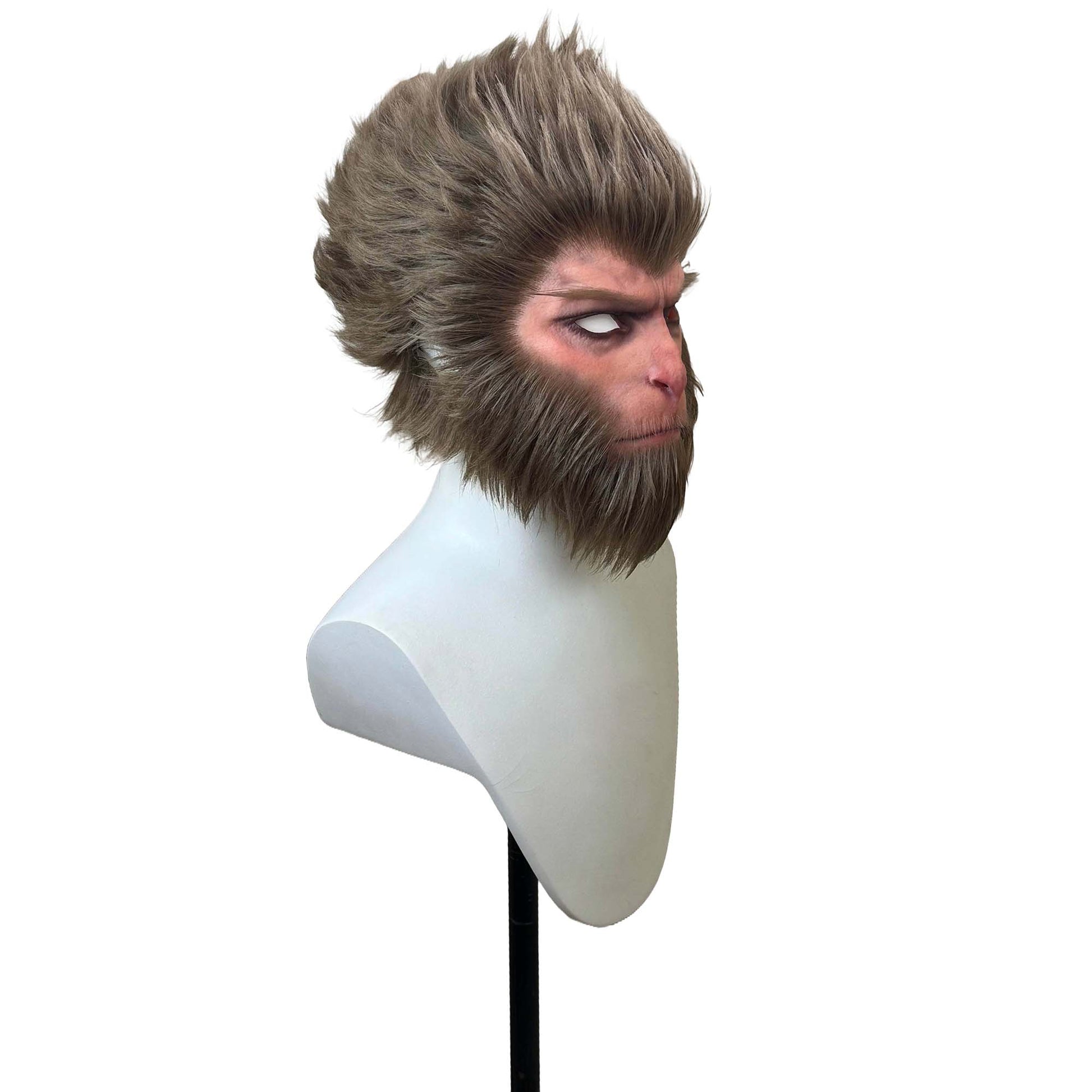 Side view of Black Myth Wukong cosplay wig – wild layered hair inspired by the Monkey King