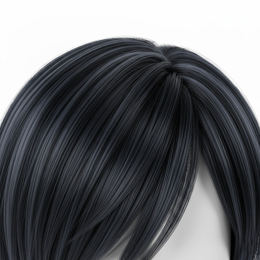 Black hair extension on a white background