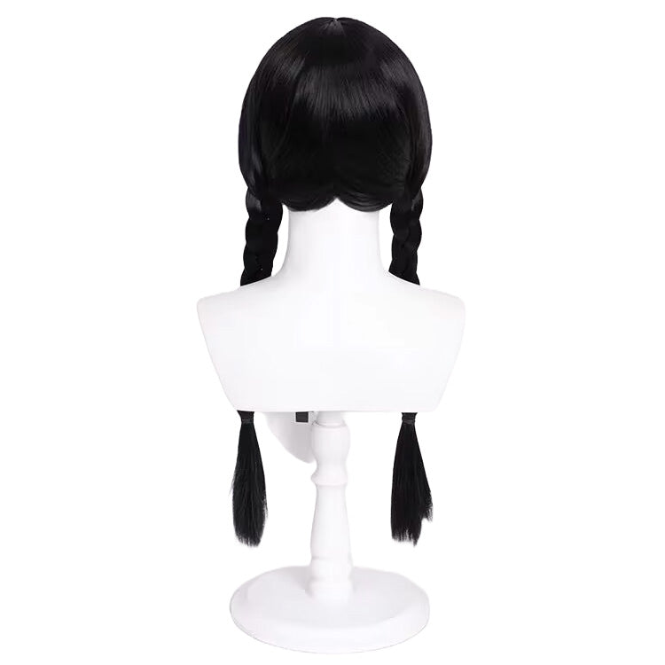 Nevermore Elegance” Wednesday Addams Long Black Pigtails Wig – Deadpan Perfection, 0% Smiles Included