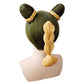 Jolyne Cujoh Anime Cosplay Straight Curly Wave Fluffy Synthetic Green Wig Jolyne Kujo Yellow Braids Ponytail Wig with Detachable Buns for Halloween Party
