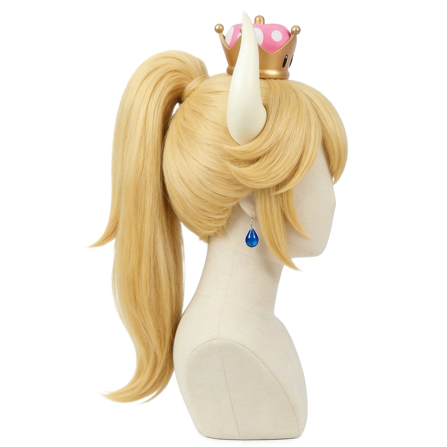 Side view of Bowsette wig showing layered styling and character accuracy