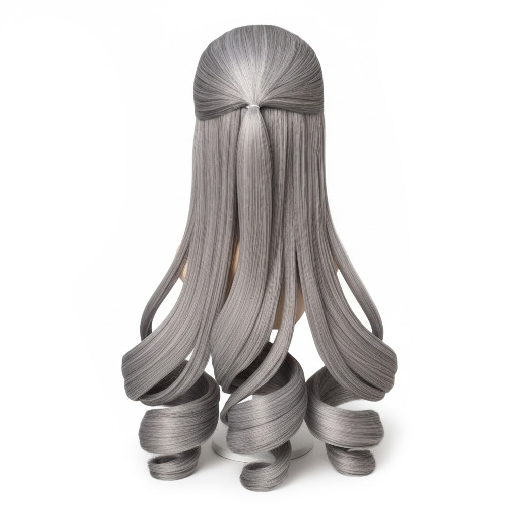 Bronya wig back view showing even fiber distribution and ponytail lengths