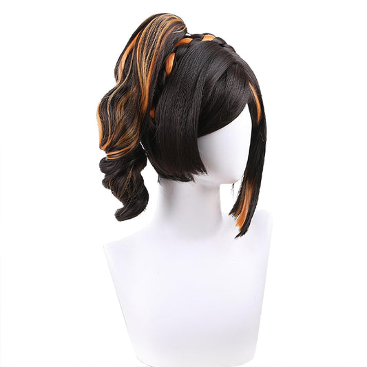 Brown Long Wavy Chiori Cosplay Wig With Pigtail