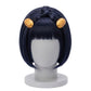 Front view of Bruno Bucciarati cosplay wig with ink blue chin-length hair