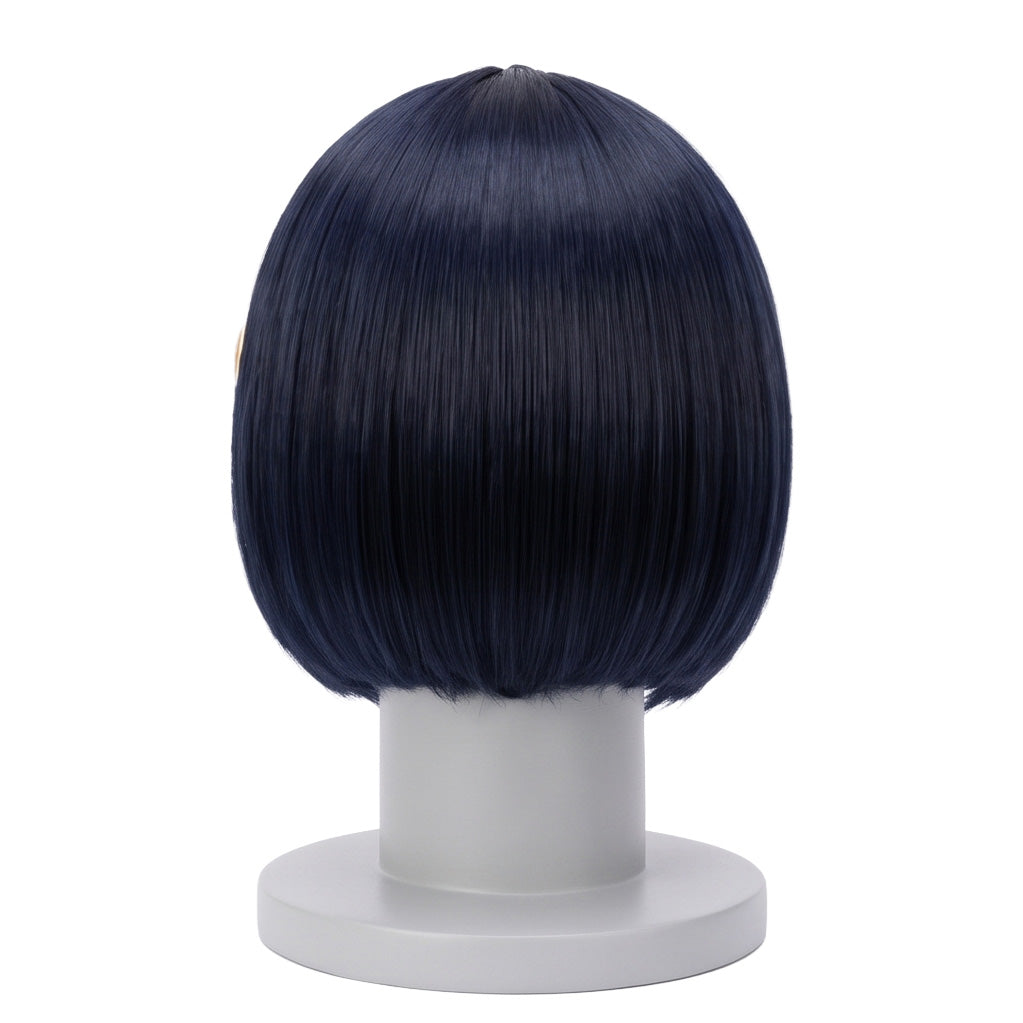 Back view of Bruno Bucciarati ink blue cosplay wig