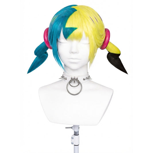 Front view of Pokémon Canari cosplay wig with vibrant color and smooth texture