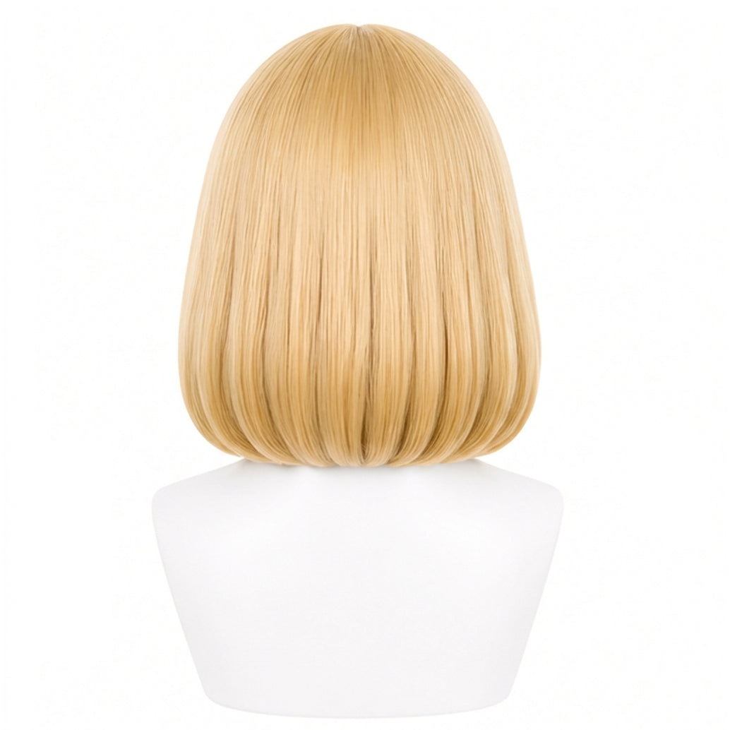 Back view of basic blonde Cha Hae-In cosplay wig highlighting bob shape