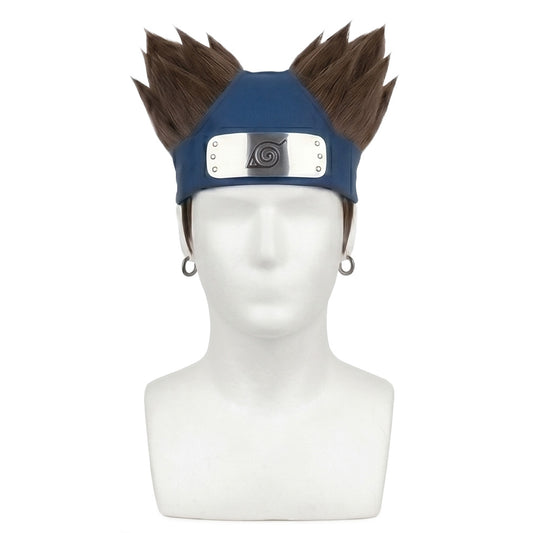 Front view of Chōji Akimichi cosplay wig with spiky light-brown hair