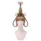 Cindy Lou Who blonde cosplay wig with elaborate looped updo braids and red ribbons from How the Grinch Stole Christmas.