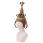 Three-quarter view of the Cindy Lou Who cosplay wig showcasing its intricate blonde loops, braided styling, and red ribbons