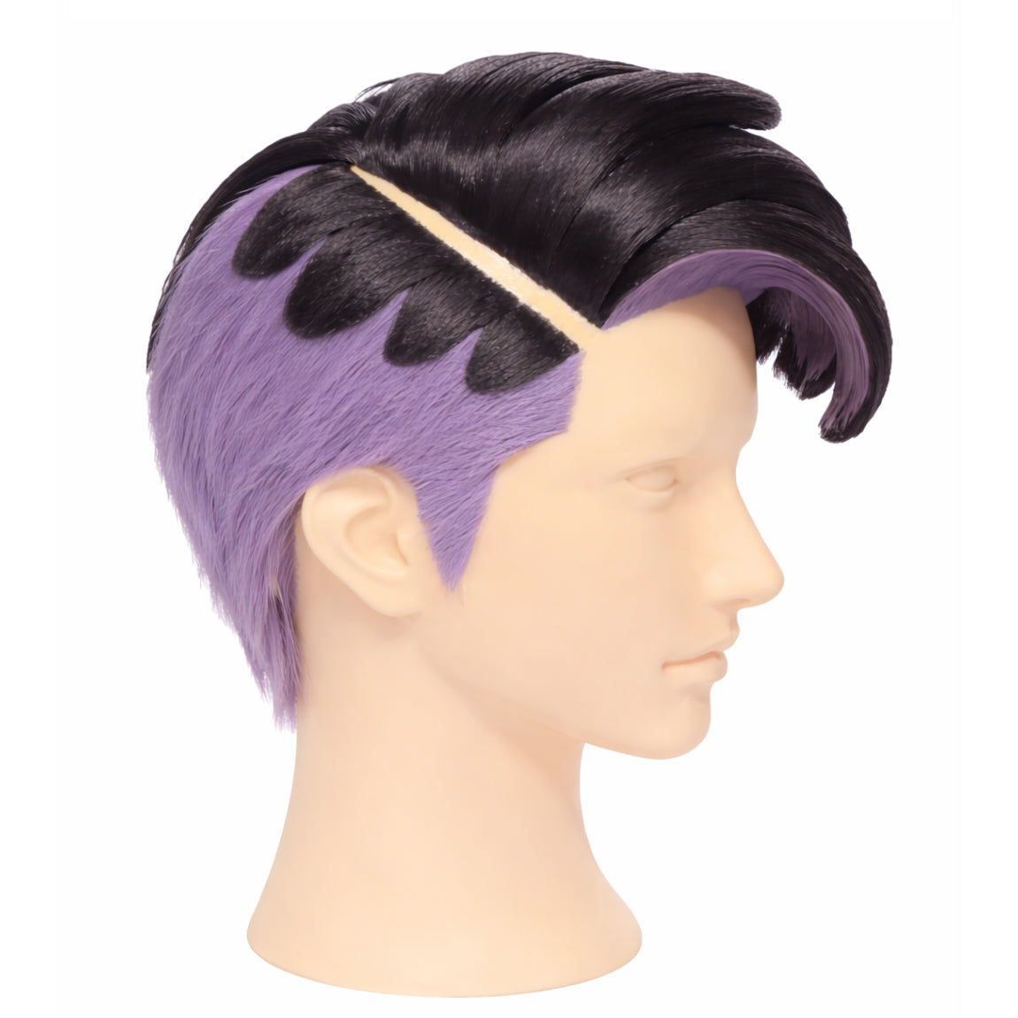 Styled look of Corbeau cosplay wig on mannequin for Pokémon cosplay accuracy