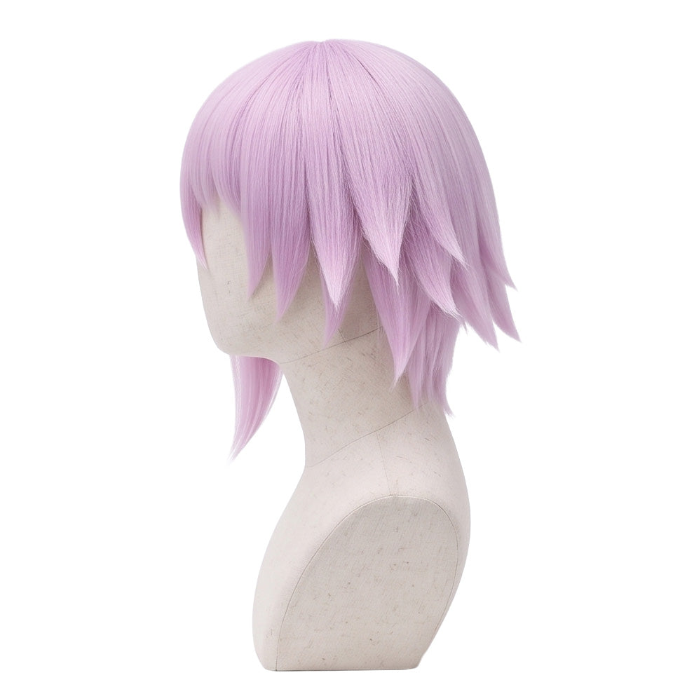 Side view of Soul Eater Crona pink basic cosplay wig