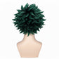 Back view of Deku wig featuring voluminous tousled curls and heat-resistant fibers