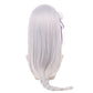 Back view of long straight Emilia cosplay wig