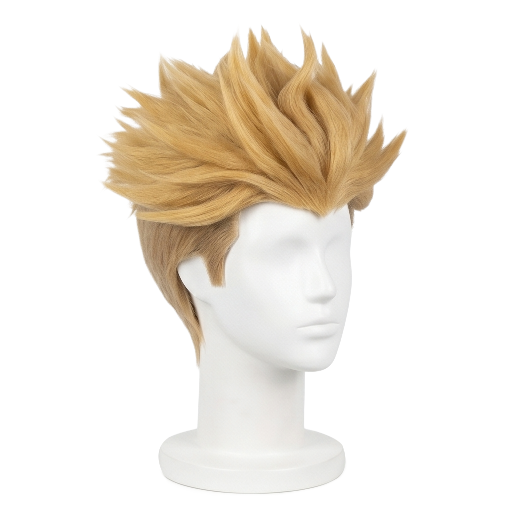 Enjin wig displayed on mannequin with anime-accurate styling