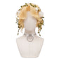 Gardener Eternal Summer Shall Not Fade cosplay wig from Identity V featuring a handcrafted golden blonde wavy hairstyle with soft curls, floral headpiece, and elegant summer character styling