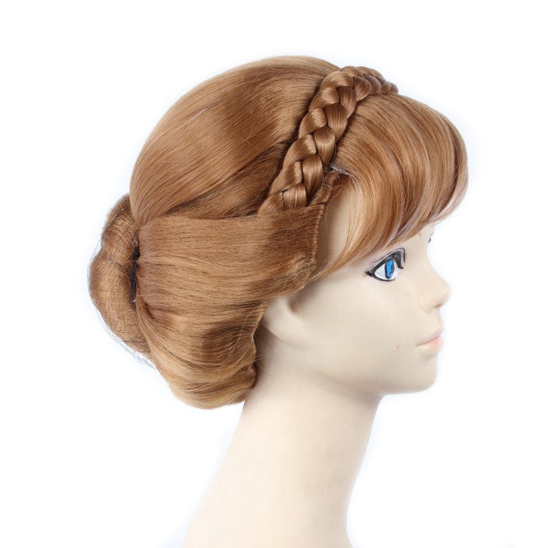 Brown wig with bun hotsell