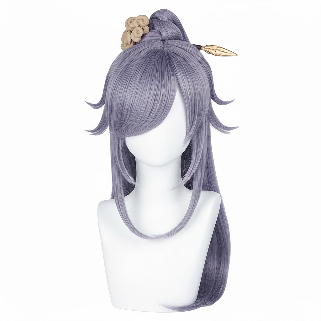 Front view of the Fu Hua cosplay wig in natural lighting, showing the accurate color tone and smooth synthetic fibers