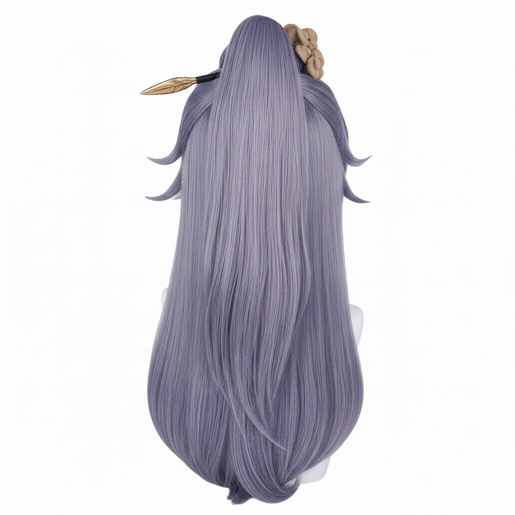 Back view of the wig displaying tangle-resistant fibers and natural flow