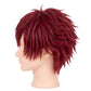 Side view of Gaara basic cosplay wig with crimson-red synthetic fibers