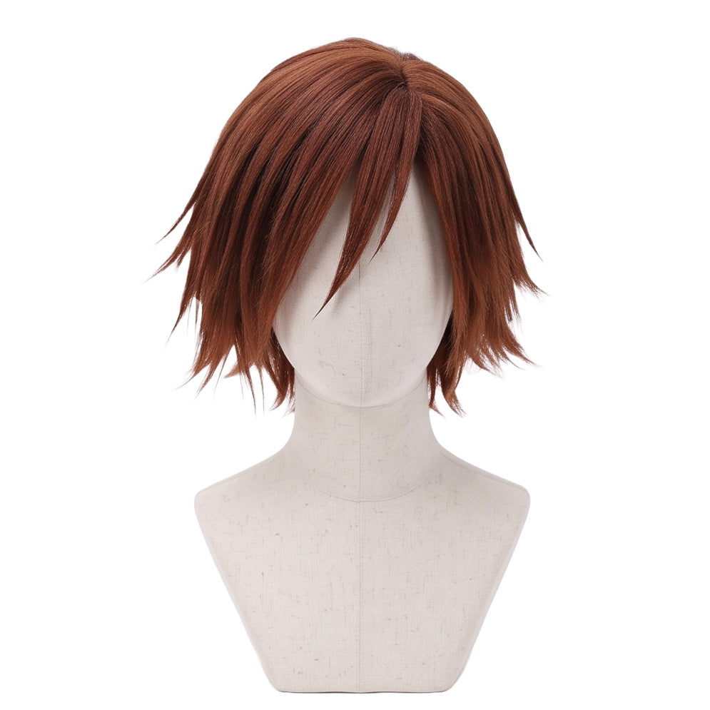 Medium brown anime cosplay wig inspired by Genesis Rhapsodos from Final Fantasy