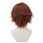 Back view of Genesis Rhapsodos medium brown cosplay wig