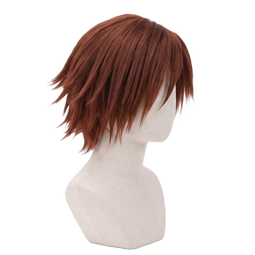 Three-quarter view of Genesis Rhapsodos medium-length basic cosplay wig