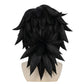 Back view of Giyu Tomioka wig featuring low messy ponytail