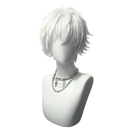 Satoru Gojo cosplay wig – premium white designer wig front view