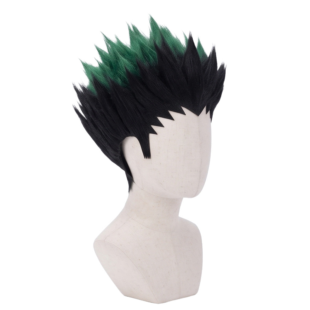 Black green anime cosplay wig inspired by Gon Freecss from Hunter x Hunter