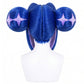 Back view of Guinevere wig displaying large double buns and smooth hair texture