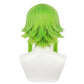 Back view of GUMI cosplay wig with long smooth green fibers