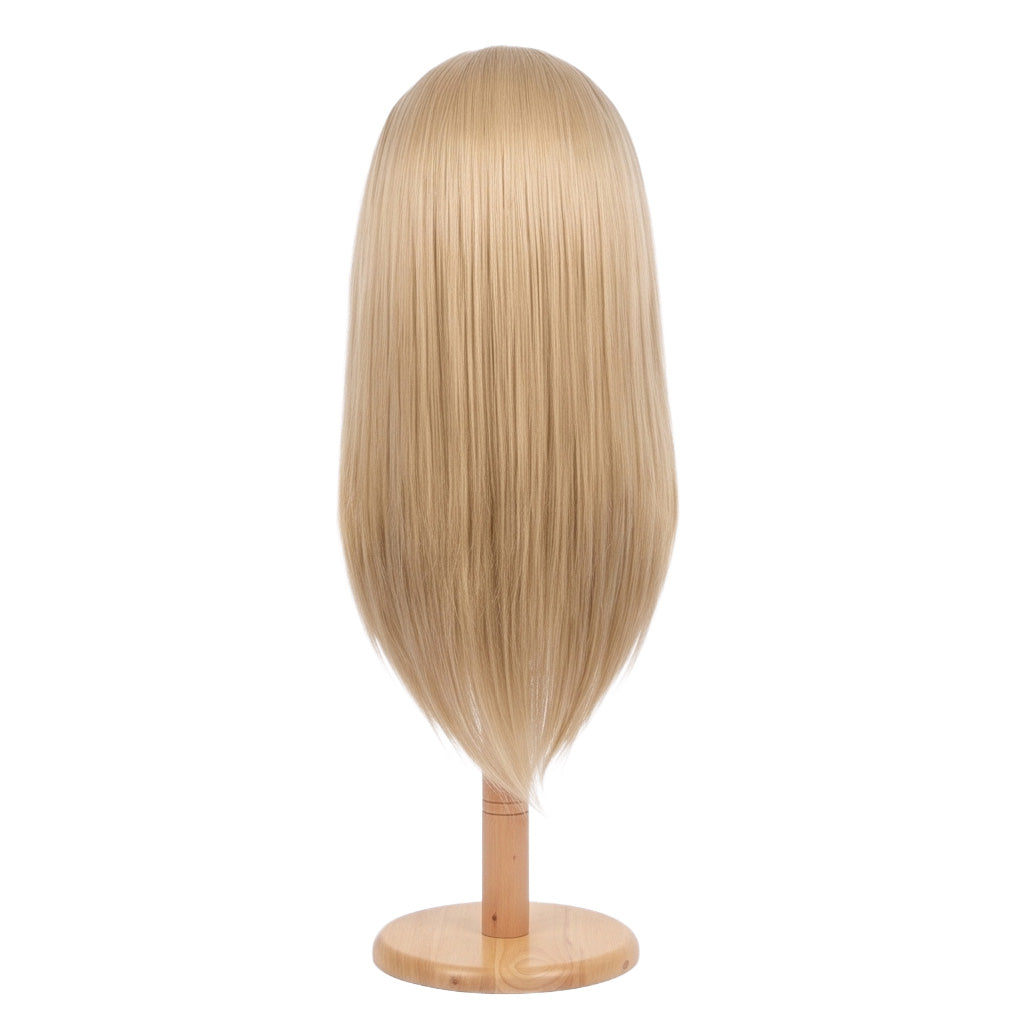 Back view of Gyro Zeppeli blonde cosplay wig with layered fibers