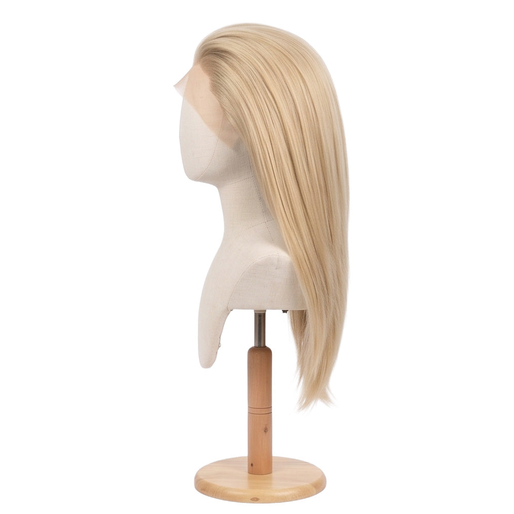 Left side view of JoJo's Bizarre Adventure Gyro Zeppeli blonde cosplay wig
