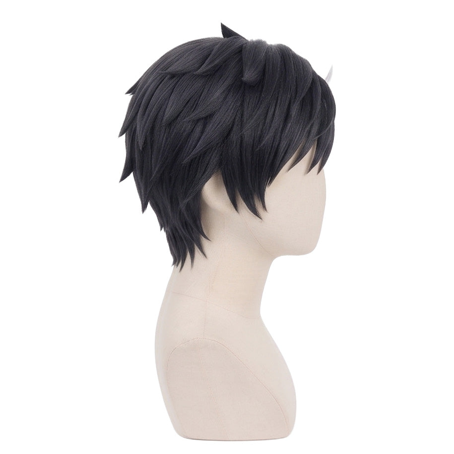 Side view of Haruka Sakura wig showing layered spiky anime styling
