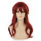 Front view of Himeko cosplay wig in vibrant red