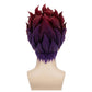 Back view of Hisoka Morow cosplay wig showing smooth upward hair and vibrant red color