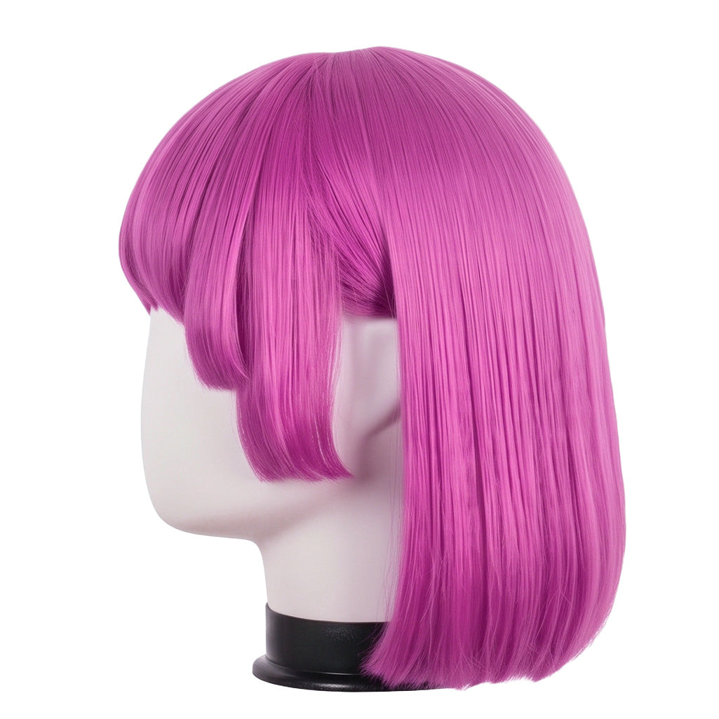 Left side view of JoJo's Bizarre Adventure Hot Pants pink cosplay wig