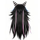 Back view of Ibuki Mioda cosplay wig with ultra-long black and white streaked hair