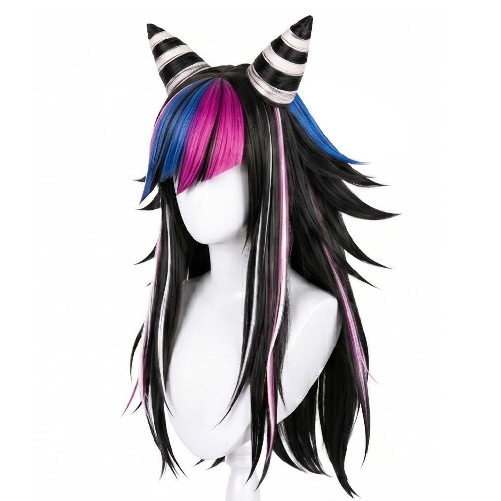 Ibuki Mioda cosplay wig displayed on mannequin with anime-accurate punk-rock styling