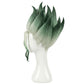 Side view of Senku Ishigami cosplay wig showing spiky green-tipped hair – Dr. Stone anime wig