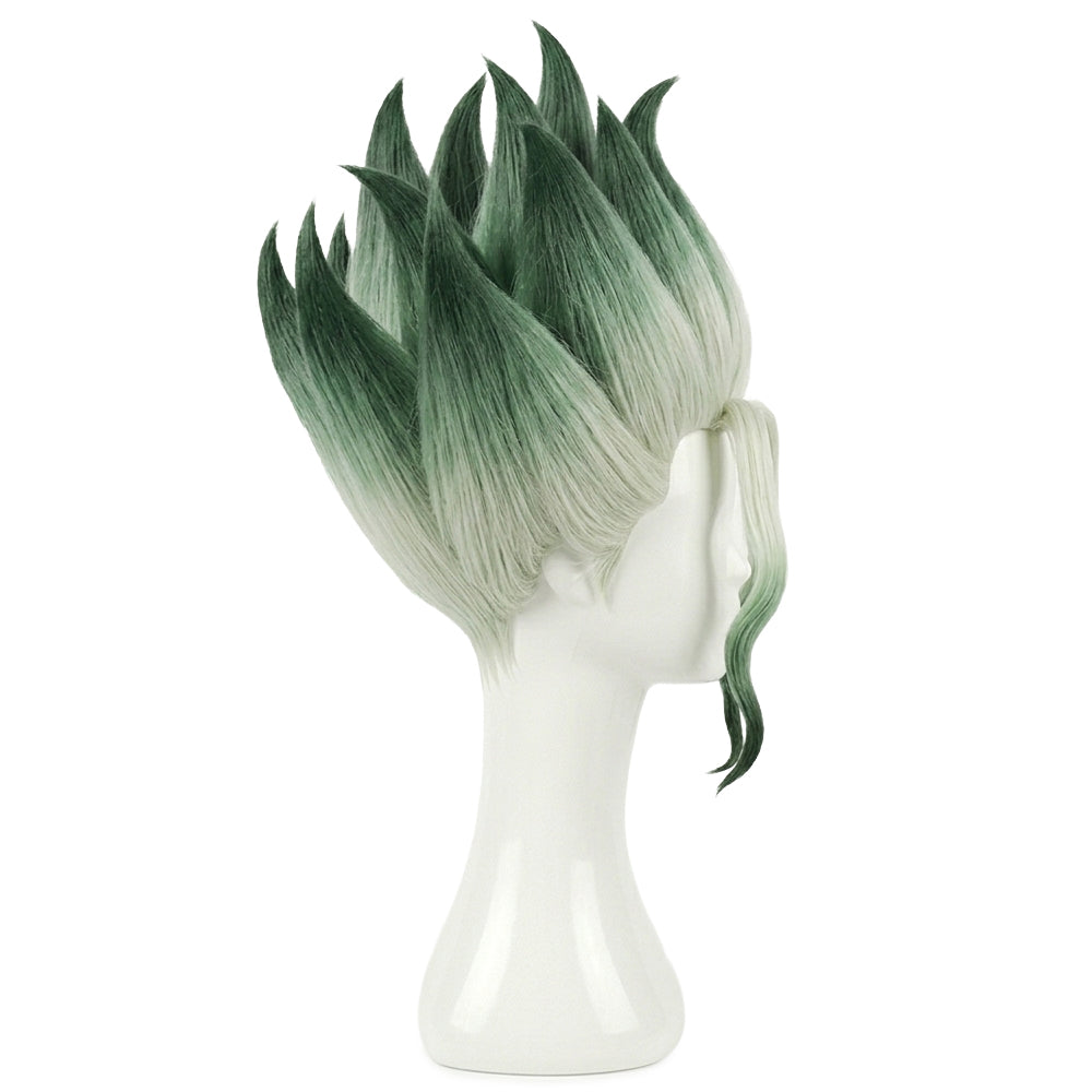 Detailed side profile showcasing Senku’s signature green-tipped spikes and natural flow.
