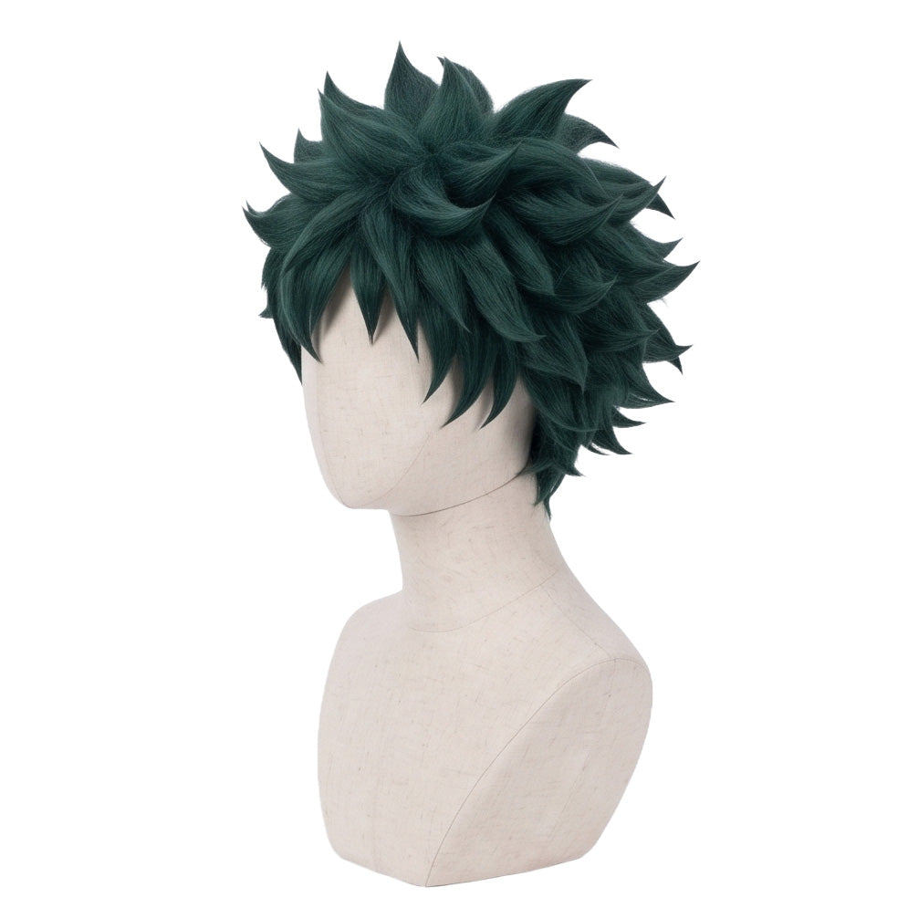 Deku wig showing layered green curls and natural anime-accurate shape