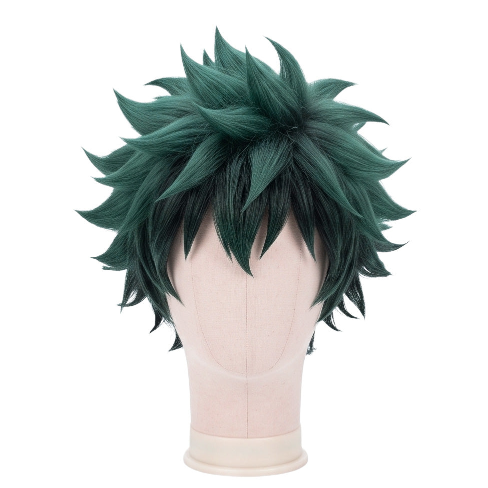 Green anime cosplay wig inspired by Deku from My Hero Academia