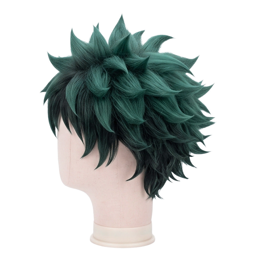 Side view of My Hero Academia Izuku Midoriya green basic cosplay wig