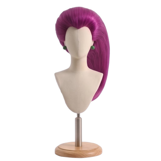 Front view of Jessie cosplay wig with long magenta hair